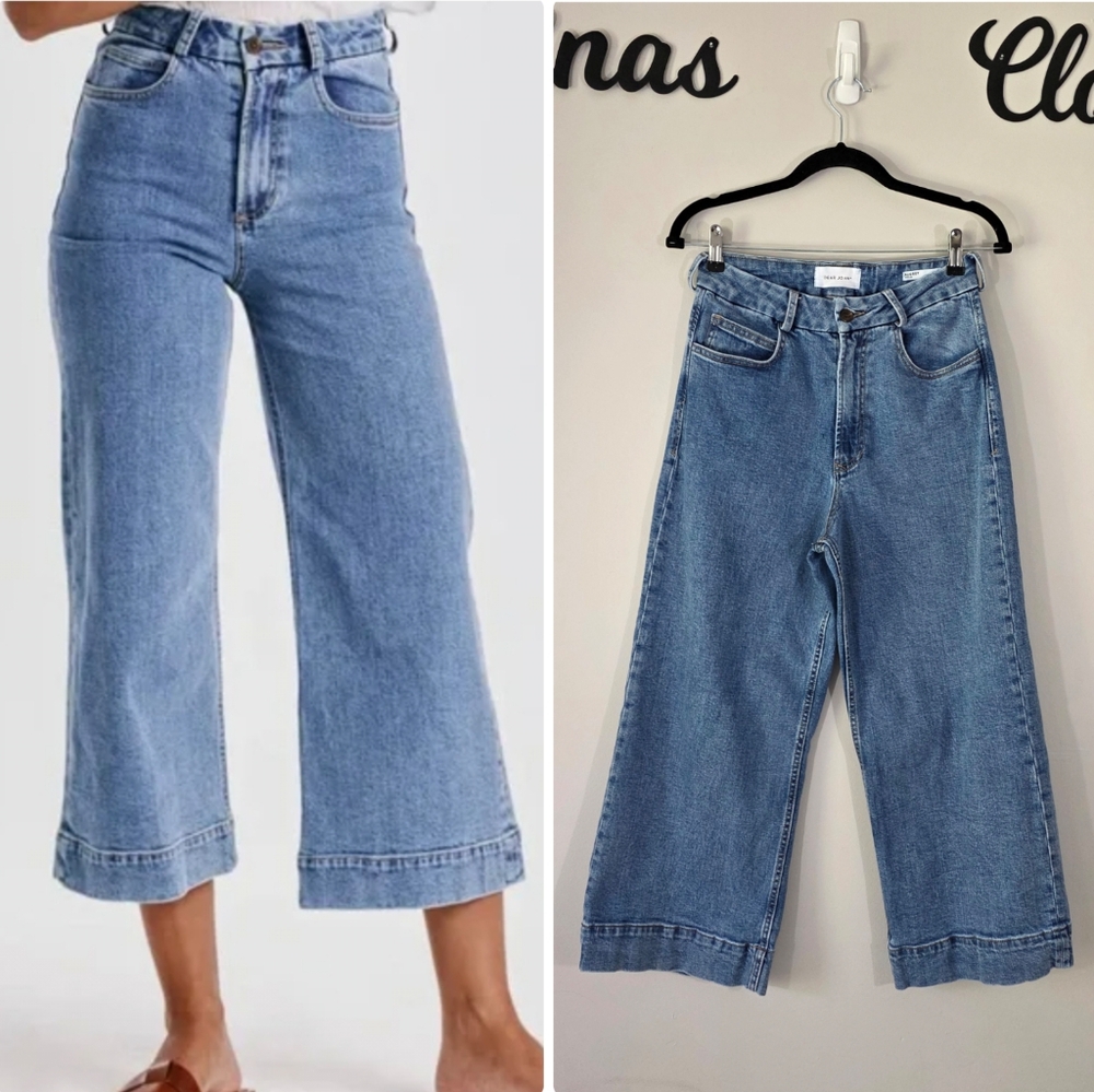 Dear John Audrey Super High Rise Cropped Wide Leg Jeans in Sheridan Size 28
